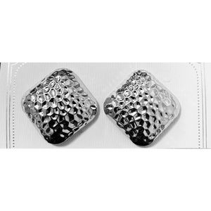 Clip On Earrings Silver Textured NEW